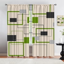 Medieval Square Geometric Rod Pocket Blackout Curtains, Modern Boho Style Window Shades for Bedroom Living Room, Ultra Soft Machine Washable Window Treatments for Kitchen Dining Room-W42xL63in