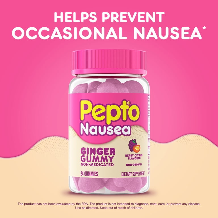 does pepto help with glp 1 nausea Pepto Nausea, Non-Medicated Ginger Gummy, Helps Prevent Occasional Nausea*  24 Count