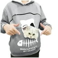 thumbnail image 2 of Gibobby Camisa Elegante Para Mujer Pullover Carry Cat Tops Blusa Animal Hood Pouch Sudadera de mujer Blusa de mujer transpirable（Gris， XL), 2 of 4