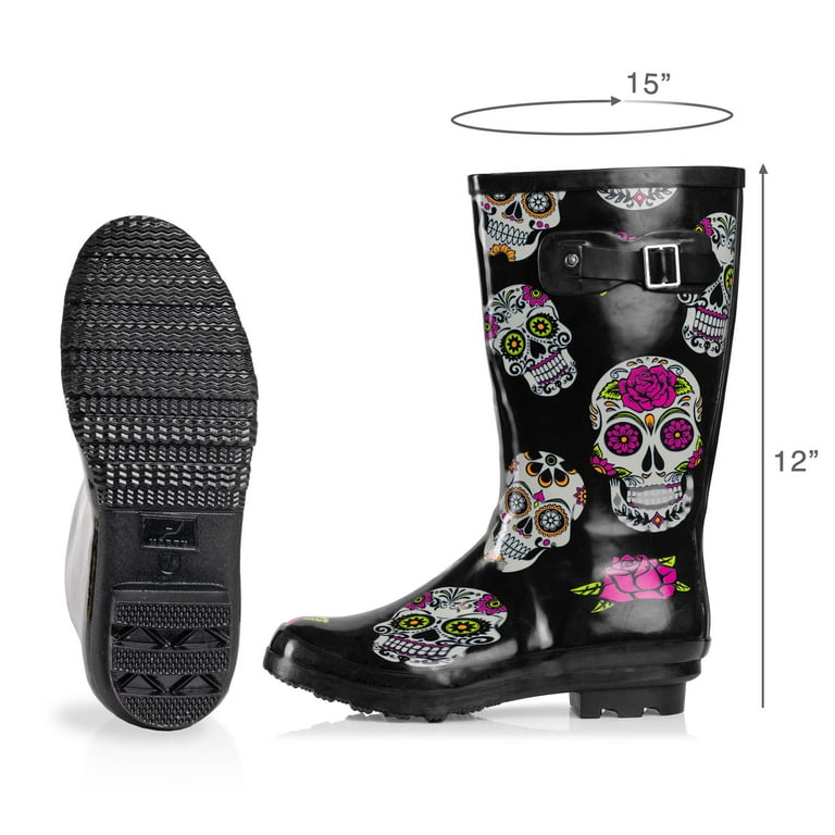 Women's sugar skull rain boots new arrivals