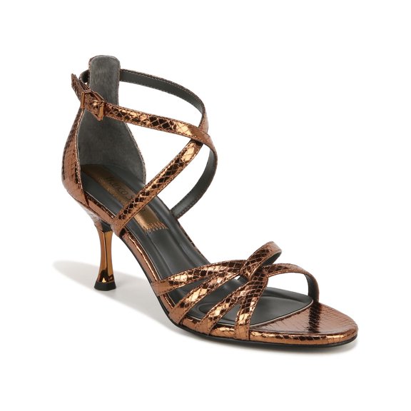 Franco Sarto Womens Rika Faux Leather Ankle Strap Heels