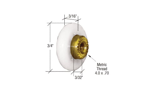 Shower Door Roller with Threaded Hex Hub 3//4/" Oval Edge Nylon B.B