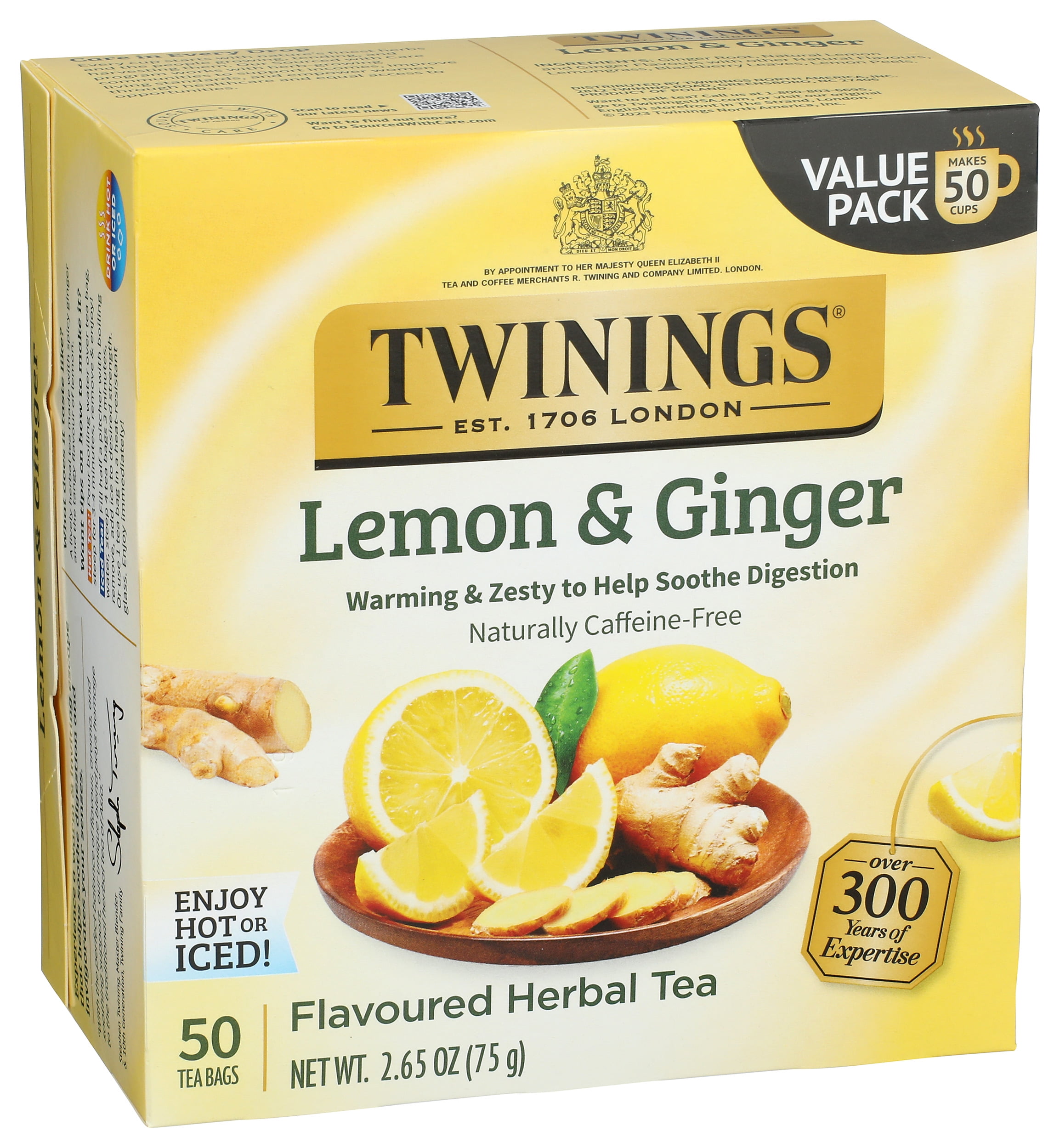 Pack of 6, Twinings of London Lemon & Ginger Herbal Tea, 2.6 oz