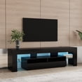 thumbnail image 2 of SYNGAR Glossy LED TV Stand, Black TV Stand with RGB LED Lights and Storage Drawers, Wood Media Entertainment Console Table for 65 Inch TVs, Home Flat Screen TV Cabinet for Living Room, Bedroom, D6437, 2 of 10