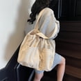 thumbnail image 3 of Bolso de lona sencillo para mujer, bolso de mano holgado con cordón, bolso de viaje diario, 3 of 9