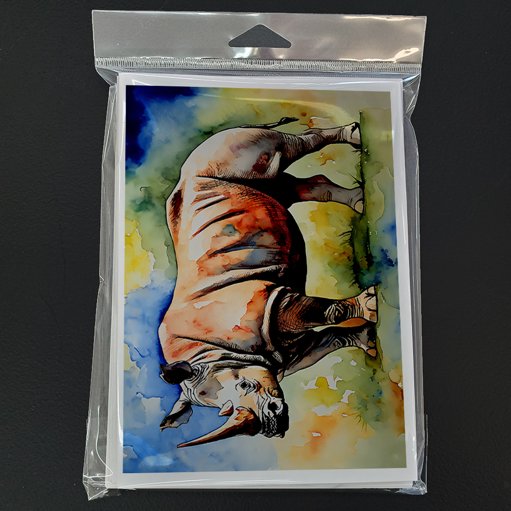 Carolines Treasures DAC2982GCA7P 0.01 x 5 x 7 in. Rhinoceros Greeting Cards - Pack of 8