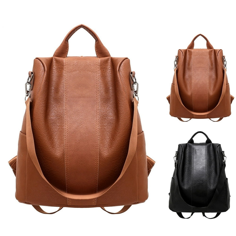 Leather look backpack women's on sale