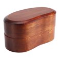 thumbnail image 2 of Fiambrera de madera de dos niveles para almacenar alimentos de forma ecológica para la escuela y los picnics, 2 of 8