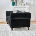 thumbnail image 6 of Newest 87"‌velvet upholstery fabric Sofa with Roll Armrest & Nailhead,Upholstered Mid Century Modern Couch,3 Seater Couch for Living Room, Office, Apartment, Black, 6 of 9