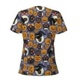 thumbnail image 3 of Uemuo Spooky Cats And Halloween Pumpkins Drawing Women's Deep V-Neck Low Cut Tops - Casual Loose Fit with Stainless Steel Loop, Soft, Breathable, Perfect for Office, Travel, and Daily Wear-Small, 3 of 5