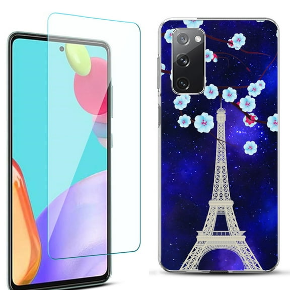 Slim-Fit Protective Phone Case for Samsung Galaxy S20 FE 5G Fan Edition, with Tempered Glass Screen Protector, by OneToughShield ® - Eiffel Tower Stars