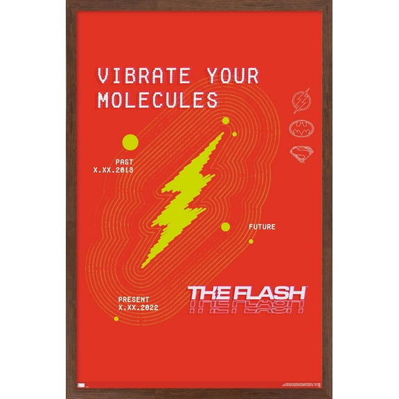 DC Comics Movie The Flash - Vibrate Your Molecules Wall Poster, 22.375" x 34" Framed