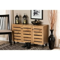 Baxton Studio Gisela Modern and Contemporary Oak Brown Finished Wood 3-Door Shoe Storage Cabinet