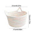 thumbnail image 3 of Yooshoverk Rope Storage Basket With Cat Ear Handles Decorative Desktop Organizer For Keys Cosmetics And Sundries White 8.27X4.72 In, 3 of 6