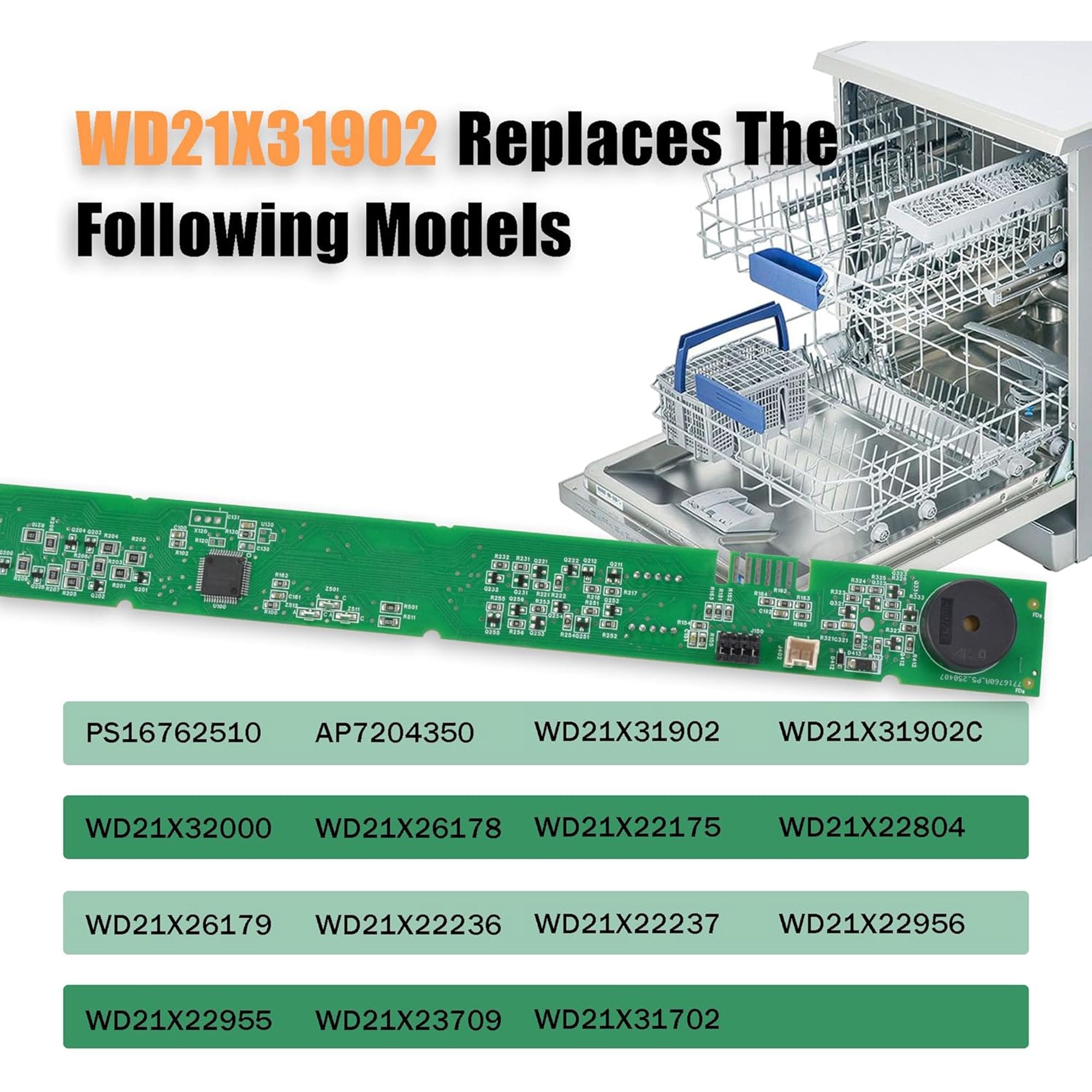 WD21X31902 WD21X31902C WD21X23462 Dishwasher Control Board Compatible with GE Dishwasher, Dishwasher Replacement Parts WD21X26179,WD21X32000