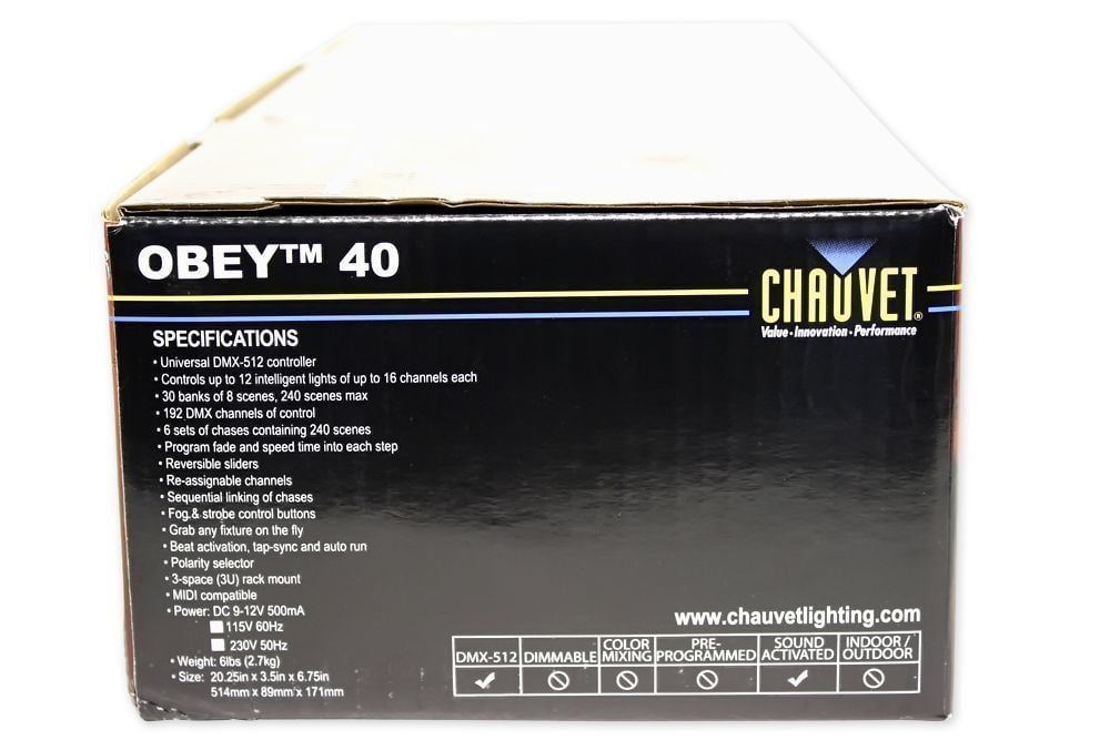 Chauvet DJ OBEY40 DMX Midi Controller w/192 Channels+Portable Bluetooth Speaker