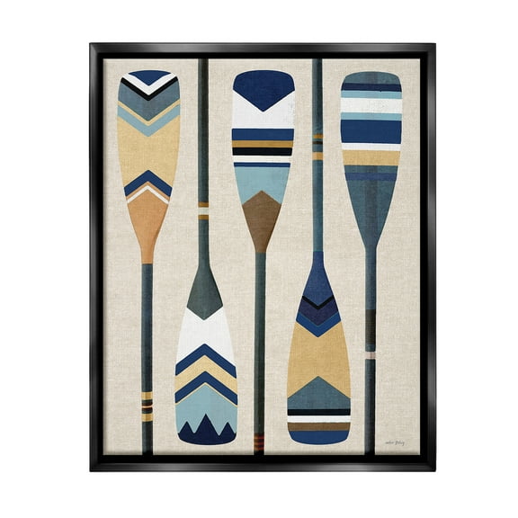 Stupell Industries Nautical Boat Oars Nature Painting Black Floater Framed Canvas Art Print Wall Art, 17 x 21