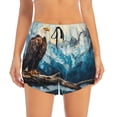 thumbnail image 2 of Gukieu Iceberg Bald Eagle Print Women's Sports Shorts with Drawstring Elastic Waistband for Running, Yoga, Fitness-X-Large, 2 of 7