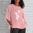 thumbnail image 2 of PMUYBHF Débardeurs Sans Manches Rouges pour Femmes 4 Juillet 2024 Tendance Été T-Shirts à Manches 3/4 Col Rond Imprimé Floral Ample Tunique en Lin Mélangé Blouse, 2 of 5
