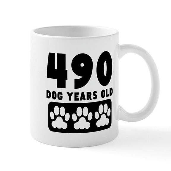 CafePress - 490 Dog Years Old Mugs - 11 oz Ceramic Mug - Novelty Coffee Tea Cup