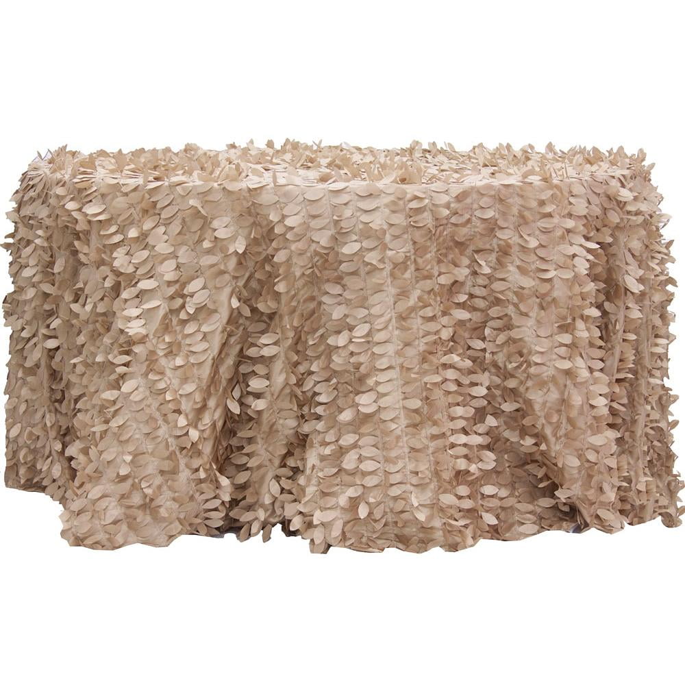 1 Pc, Leaf Petal Taffeta 132" Round Tablecloth - Champagne For Wedding ...