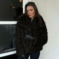 thumbnail image 4 of Women Long Sleeve Lapel Open Front Faux Fur Coat Warm Fluffy Short Winter Jacket, 4 of 6