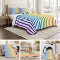 thumbnail image 6 of Quilts Queen Size, Thin Rainbow Striped Soft Comforter Bedding Set for Bed, Farmhouse Modern Stripes Lightweight Quilted Bedspread with Pillow Cover(2 Pieces) for All Season, 90x96 Inch, 6 of 9