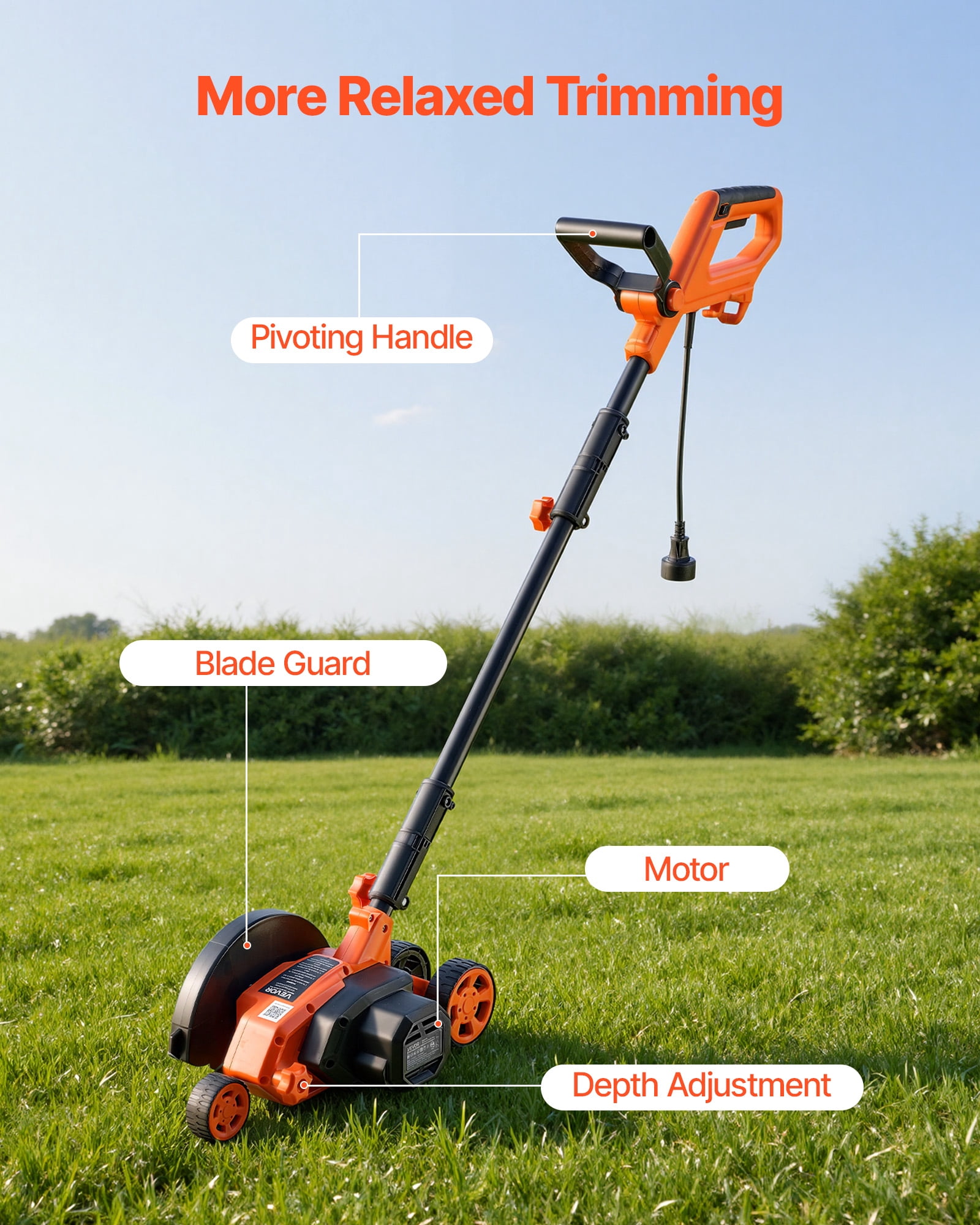VEVOR Lawn Edger, 8-inch Blade Length, 12 Amp Electric Edger Lawn