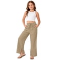 thumbnail image 5 of BOOMNY Toddler Girls Baggy Pants Wide Leg Pants for Girl Trendy Solid Color Elastic Waist Drawstring Lightweight Loose Fit Summer Beach Joggers With Pocket, 5 of 8