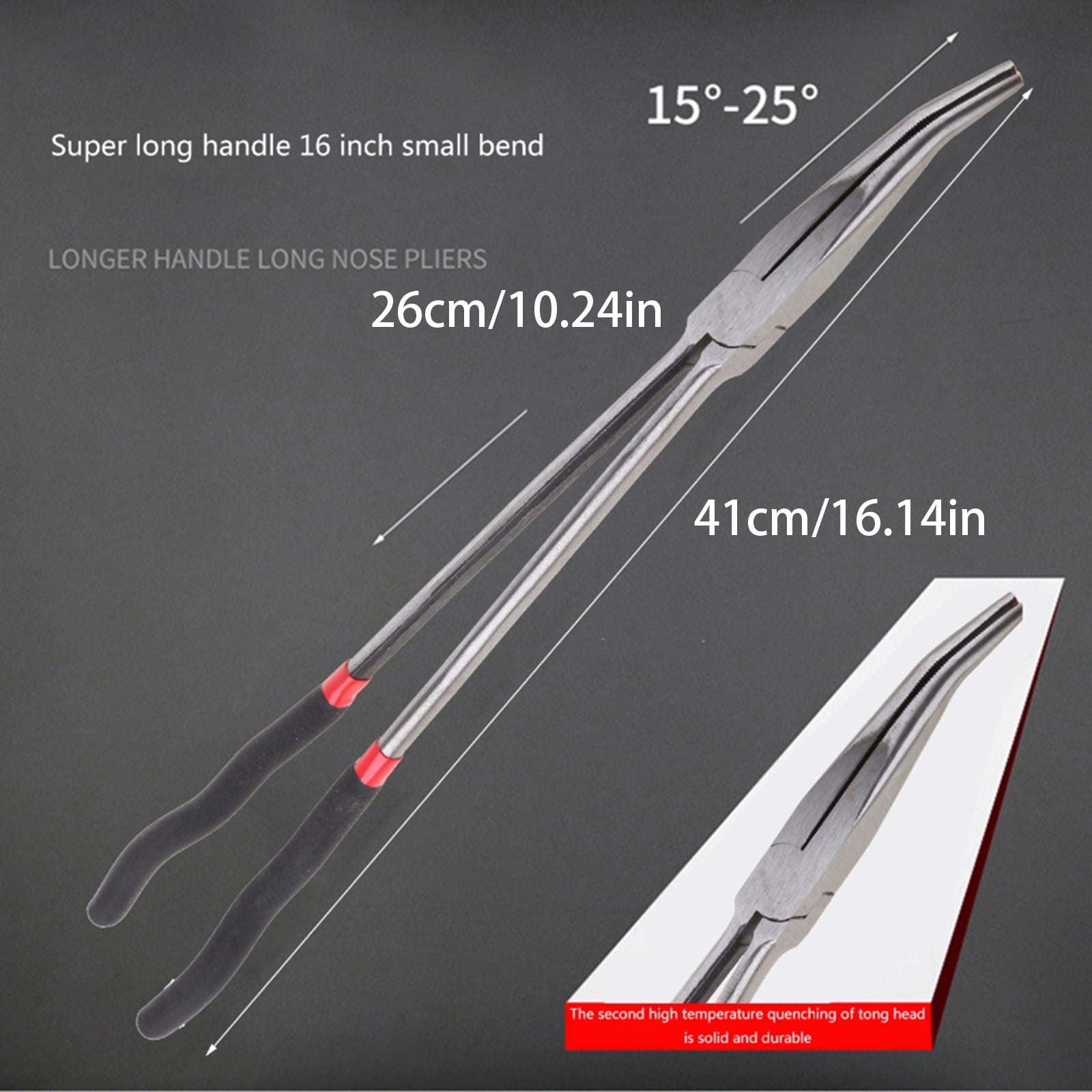 16'' Super Long Handle Pliers Anti-slip Needle Nose Pliers Straight Head / 25 / 45 Degree Bend