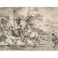 thumbnail image 2 of Michiel Carree 14x12 Gold Ornate Wood Frame and Double Matted Museum Art Print Titled - Cattle Wasing Through a Flooded&nbsp;Stream (Late 17th-Early 18th&nbsp;Century), 2 of 4