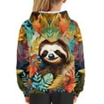 thumbnail image 6 of Xoenoiee Pullover Hoodies Retro Palm Monstera Sloth Pattern Hooded Sweater for Kids Long Sleeve Tops with Kangaroo Pocket Fall Winter Athleticwear for Workout, S, 6 of 7