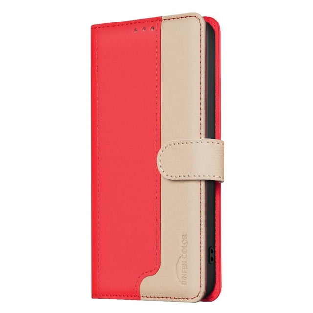 Premium RFID Blocking Wallet Case for Xiaomi Redmi Note 14 Pro 4G with 3 Card Slots & Stand Red