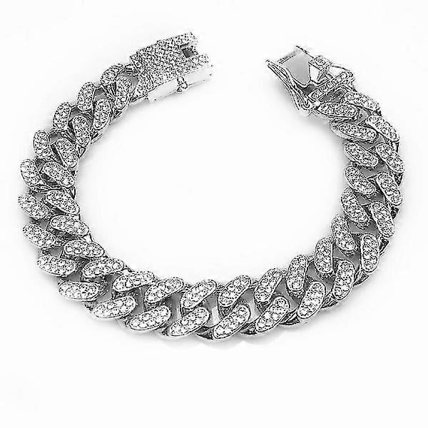 Cuban Chain, Hip Hop Chain, Hip Hop Jewelry Gifts for Him 19.68 inch Silver