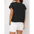 thumbnail image 2 of Womens Short Sleeve Cropped T-shirts Summer Rolled Dolman Sleeve Crop Tops Casual Round Neck Solid Short Basic Tees, 2 of 7