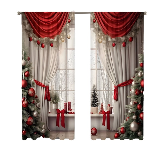 Birdeem 2Pcs European Curtains and Drapes Christmas Series Curtains Factory Sent Digital Printing Curtains