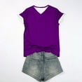 thumbnail image 4 of Ayolanni Women's Shirts Under 10 Short Sleeve V-Neck Purple Solid T-Shirts Ladies Tops S, 4 of 4