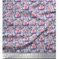 thumbnail image 1 of Soimoi Cotton Poplin Fabric Leaves & Rose Floral Decor Fabric Printed Yard 56 Inch Wide, 1 of 3