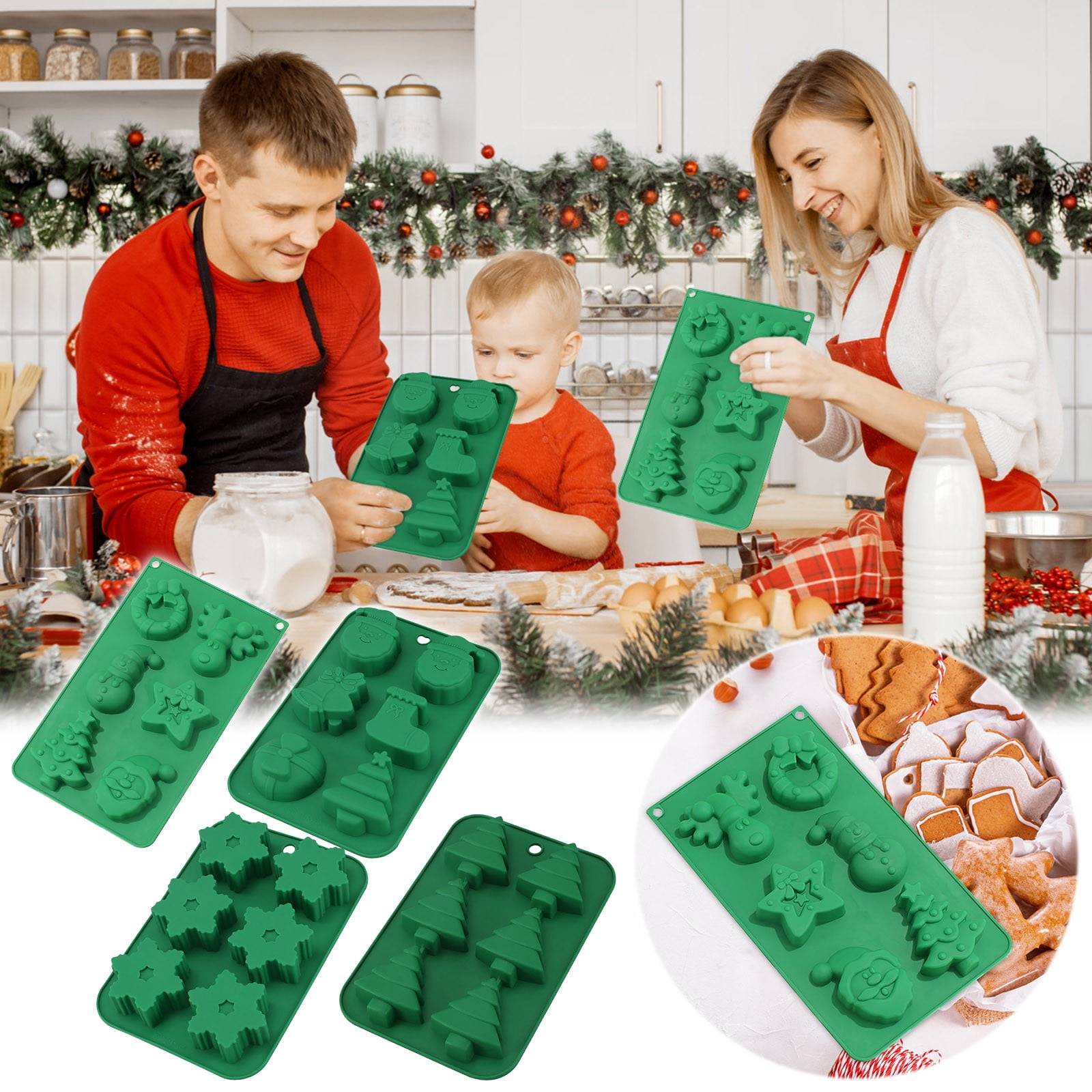 1PC Christmas Silicone Molds Chocolate Molds Candy Molds Baking Molds Large  for Baking Sweet Treat,Cake Xmas Gift Handmade Soap Candles with Shape of