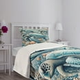 thumbnail image 4 of Ambesonne Turtle Quilted Bedspread Set 2 Pcs, Underwater Nautical Sea Art, Twin Size, Salmon and Sea Blue, 4 of 4