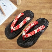 Yunhgft Japanese Style Clogs Comfortable 41 Red Round 41