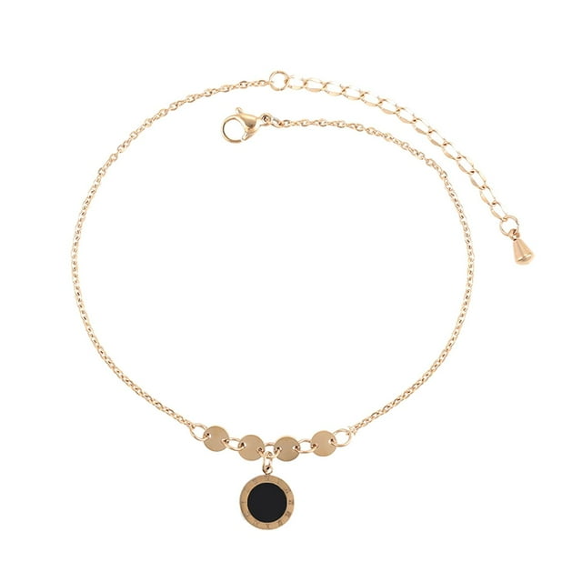Tobillera Dama Dije Num Romanos Onix Oro Rosa 14K Laminado rosa Unitalla