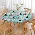 thumbnail image 3 of Blue Christmas Santa and Snowman Pattern Round Fitted Tablecloth with Elastic Edge,Dining Table Cover Waterproof,Outdoor Round Tablecloth for Camping,Dining,Indoor and Outdoor, 3 of 7