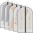 thumbnail image 1 of 5PCS Moth Proof Dustproof Waterproof PEVA Translucent Garment Covers with Zip Dress Covers for Shirts Coats Costumes (60X100cm), 1 of 5