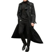 Miluxas Mens Winter Fashion Easy Solid Color Warm Lapel Coat Business Casual Coat Black XL(XL)