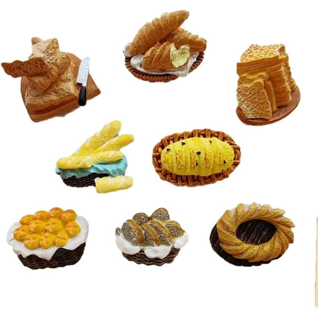 8 pcs/Set 3D Résine Aimants de Réfrigérateur Série Décoration de la Maison Réfrigérateur Autocollants Magnétiques Photo Message de Bureau Accessoires de Cuisine (Série de Beignets)