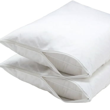 PREMIUS 2-Pack Bed Pillow Protector Encasement Cover with Zipper, White, Queen Size