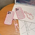 thumbnail image 3 of Compatible for iPhone 12 Pro Max Case for Women Girls,Cute Wave Border Flower Floral Clear with Bow Bracelet Ultra Slim Crystal Shockproof Soft TPU Anti-Yellow Protective Phone Cover-Pink, 3 of 6