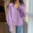 thumbnail image 5 of jtjvou Cropped Cardigan Sweaters for Women Lightweight Crop Solid Button Knit Y2k Fall Outfits Fashion Clothes 2025 Purple Free Size, 5 of 6