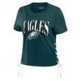 thumbnail image 2 of Women's WEAR by Erin Andrews Midnight Green Philadelphia Eagles Lace Up Side Modest Cropped T-Shirt, 2 of 4